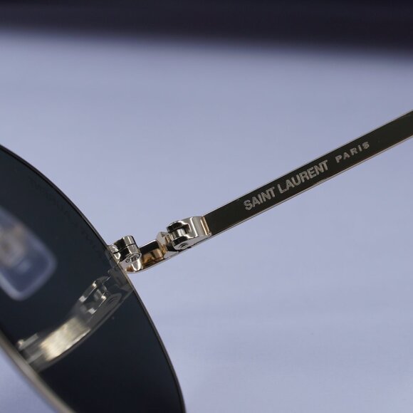 Saint Laurent SL250 SLIM 006 Round Sunglasses - Gold/Grey - Picture 8 of 10